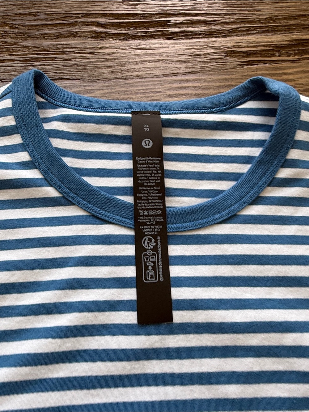lululemon athletica Blue & White Striped Crewneck Tee - Picture 2 of 4